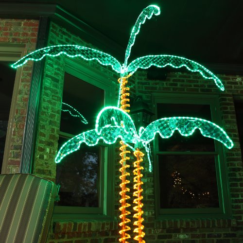 Deluxe Tropical LED Rope Light Palm Tree with Lighted Holographic Trunk and Fronds (4.5 foot)