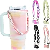 Versatile Silicone Water Bottle Holder and Sling,Water Bottle Handle-Durable,Soft Handle with Strap-Fits 8-40oz Bottles, Stanley Cup Compatible-Perfect Accessory (pinkYellowRing)