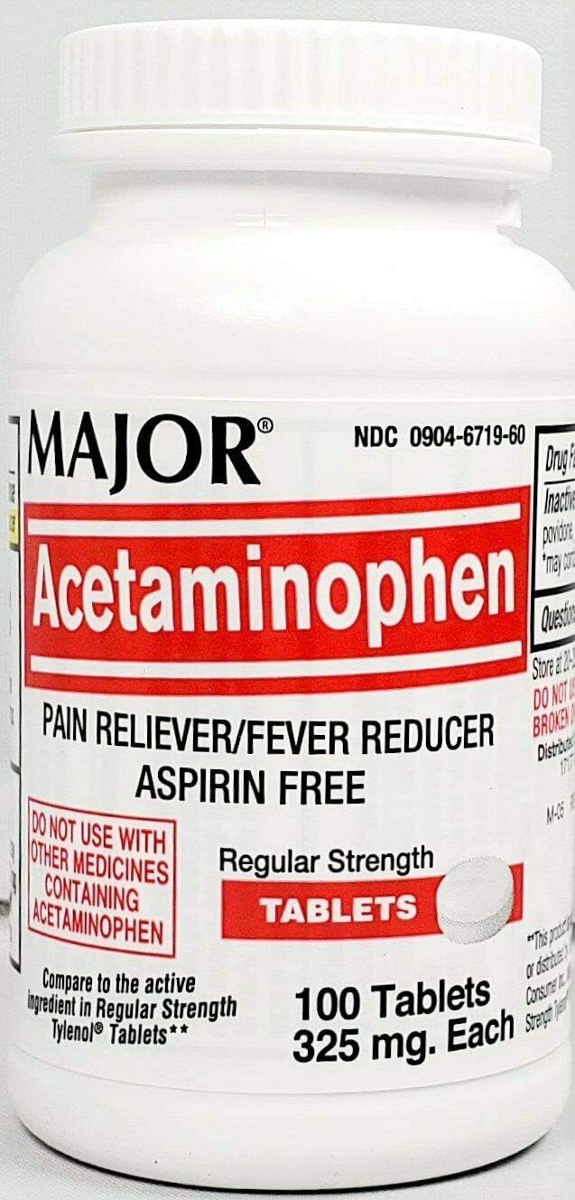 Major Acetaminophen 325 mg Tablets 100 Count: Health & Personal Care