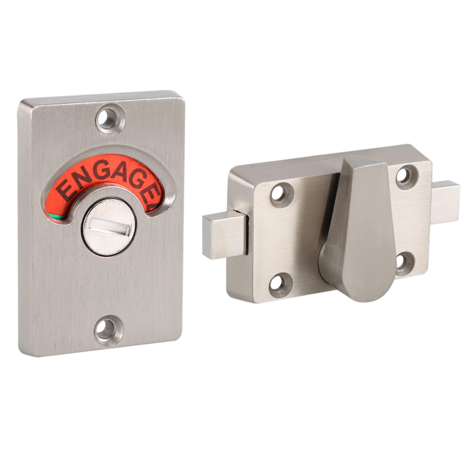 Door Lock with Indicator Latch Indicating Lock Stainless Steel Privacy Bolt Bathroom Public Toilet Lock Latch Vacant Engaged + Screws