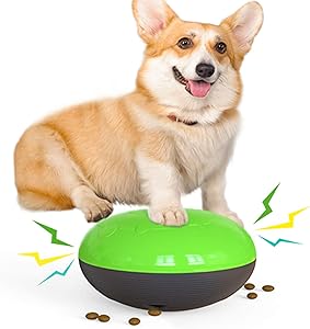 RakiStar Interactive Dog Toy, Dog Treat Ball, IQ Treat Ball Food Dispensing Puzzle Toy, Natural Rubber Puppy Toys for Medium Large Dogs Playing Chasing Chewing