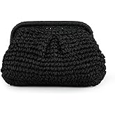 Emprier Straw Clutch Purses for Women Cloud Dumpling Pouch Straw Crossbody Shoulder Handbag Summer Beach Woven Bag