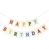 Rustic Burlap Happy Birthday Banner - Pre-Strung, Adjustable Letters, 6.6ft Long - View #8