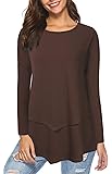 AMZ PLUS Casual T-Shirt Scoop Neck Long Sleeve Asymmetrical Hem Plus Size Blouse Top