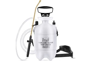 Itisll Portable Garden Pump Sprayer Brass Wand Shoulder Strap for Yard Lawn Weeds Plants 1Gal