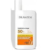 DR.NAEEM Organic Brightening Sunscreen SPF 50+ PA+++ | Mineral & Physical UV Protection with Zinc Oxide & Titanium Dioxide | Matte Finish, Non-Greasy, 50ml