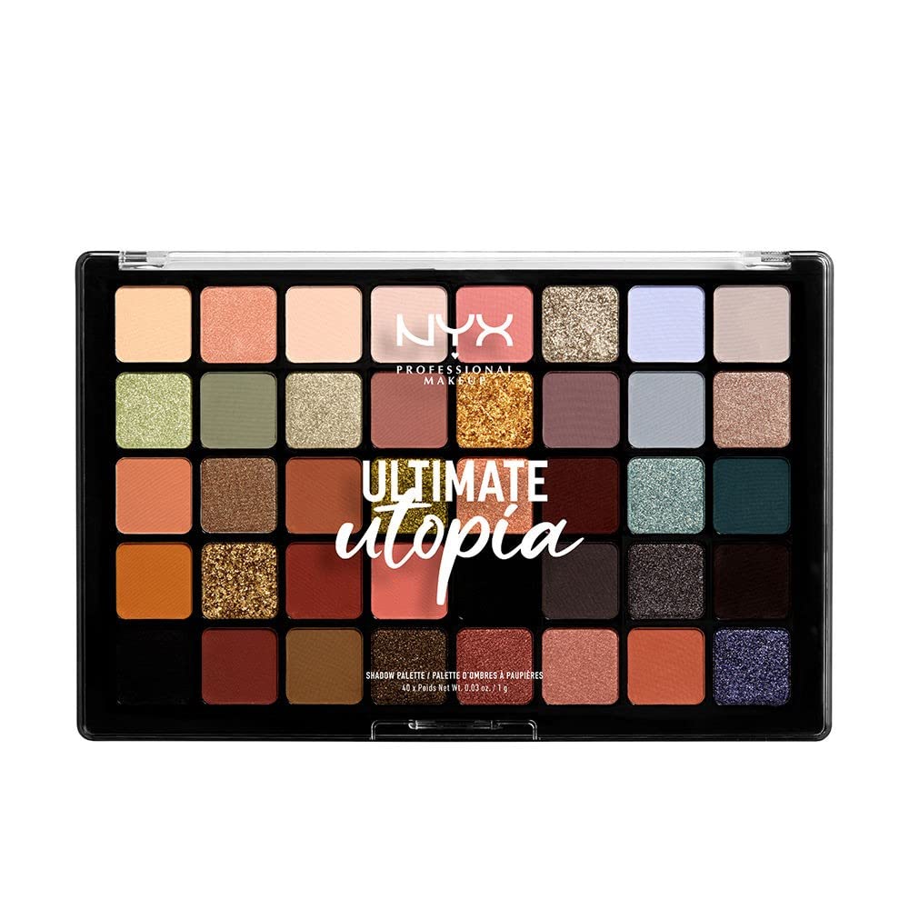 NYX Professional Makeup Ultimate Eye Shadow Palette, Pressed Pigments, 40 Shades, Matte, Satin, Metallic, Shade: Ultimate Utopia