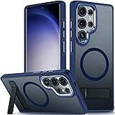 MALEWOLF Case for Samsung Galaxy S25 Ultra, Compatible with Magsafe, S25 Ultra Phone Case with Stand Adjustable, Anti-Slip Cover Galaxy S25 Ultra Magnetic Case, Shockproof Protection (Darkblue)