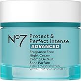 No7 Protect & Perfect Intense Advanced Night Cream Fragrance Free - Vitamin E & Shea Butter Face Cream - Fine Line Reducing Moisturizer with Collagen Peptide Technology (1.69 fl oz)