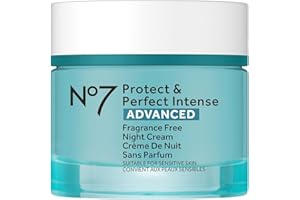 No7 Protect & Perfect Intense Advanced Night Cream Fragrance Free - Vitamin E & Shea Butter Face Cream - Fine Line Reducing Moisturizer with Collagen Peptide Technology (1.69 fl oz)