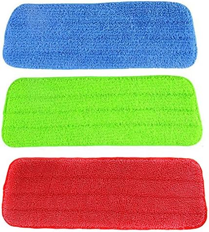 Bestartstore 3Pcs 3colors Washable Reusable Microfiber Mop Cleaning Pads for Spray Mops and Reveal Mops 16.5 x 5.7 Inch