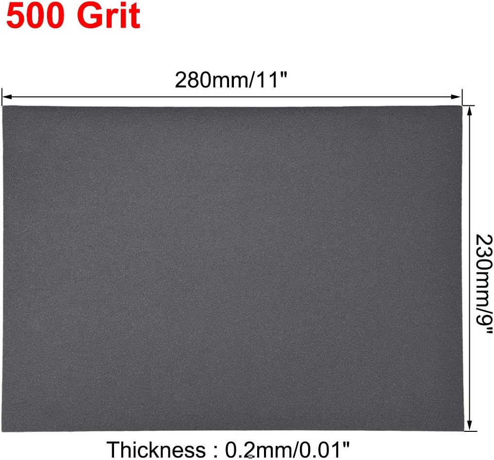 sourcing map 500 Grits Sanding Sheets 9-inch x 11-inch Wet Dry Silicon Carbide Sandpaper for Wood Furniture Metal Automotive Polishing 3pcs - Image 4