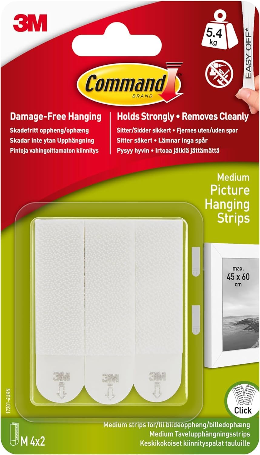Command Medium Picture Hanging Strips (17201-4pk) – 2 Packs (4 Sets per Pack)