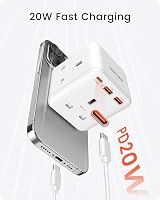 LENCENT 6-in-1 Cube Plug with 3 USB Fast Charge 20W PD QC 3.0 3250W view 3