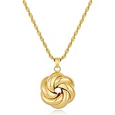 YUJIE Gold Plated Necklace for Women Dainty Interlocking Knot Pendant Modern Elegant Jewelry