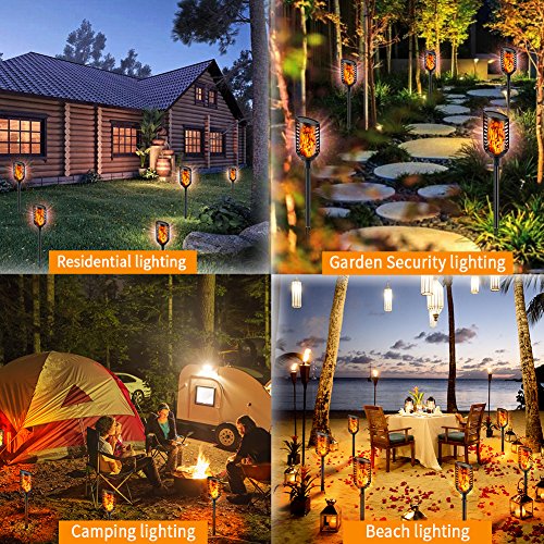 LED Solar Lights outdoor dancing Flickering Flame Waterproof Security Torch Lamp Landscape Decoration Lighting Dusk to Dawn for Driveway Yard Lawn Garden Auto On/Off(2 Pack (Black) ¡
