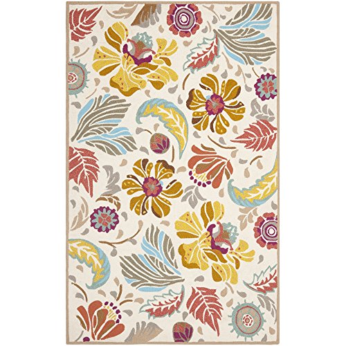 Safavieh Four Seasons Collection FRS475A Hand-Hooked Ivory and Grey Indoor/ Outdoor Area Rug (3'6" x 5'6")