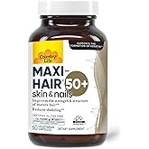 Country Life Maxi-Hair 50+ – Biotin-Based Hair, Skin & Nails Supplement for Women & Men Over 50 | Supports Healthy Hair Growth & Reduced Shedding | Certified Gluten-Free & Vegetarian | 60 Capsules
