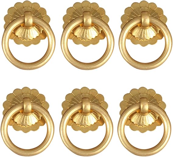 Batop 6Pcs Möbelknopf Ring, Antikes Gold Schrankgriffe Ring Form
