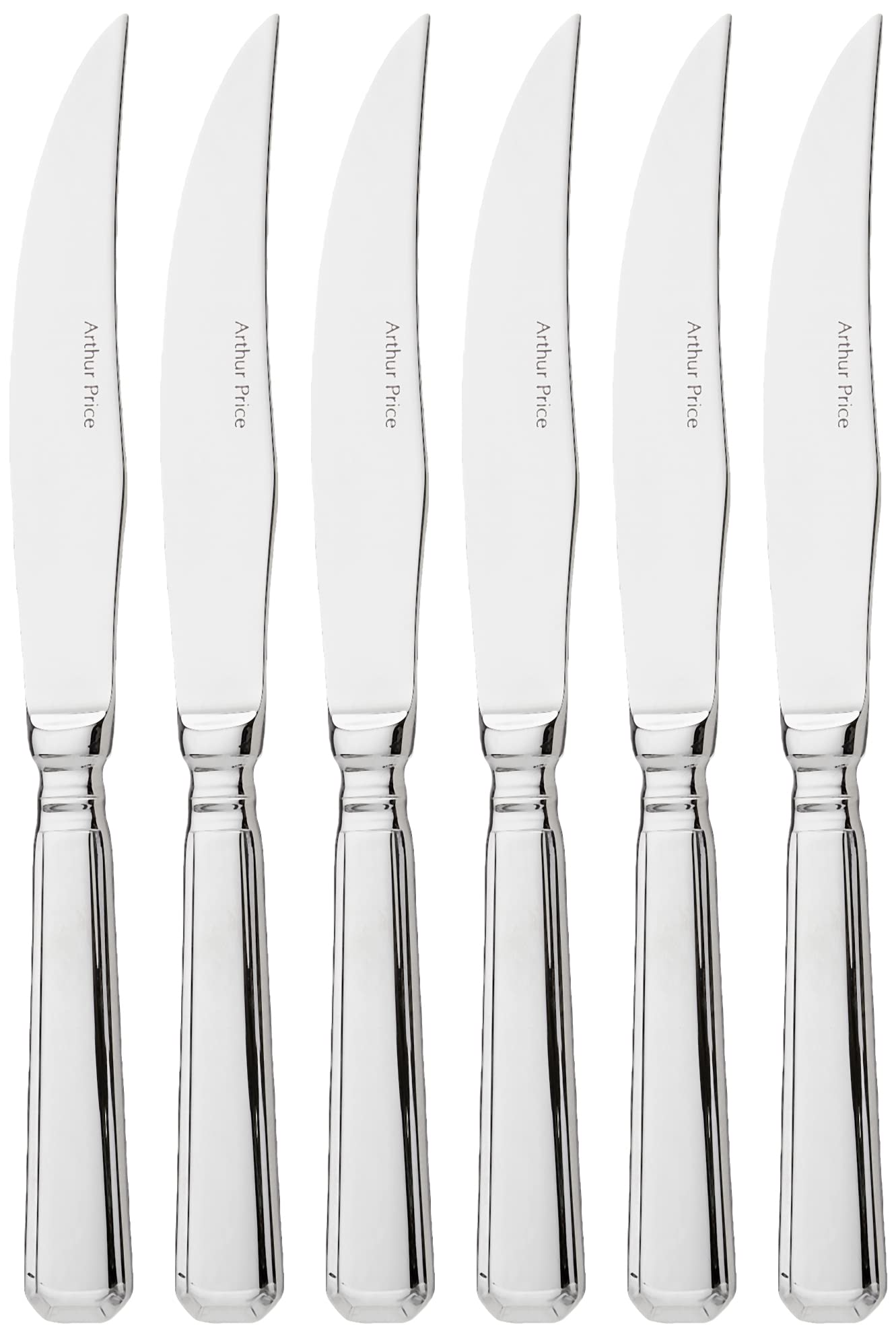 Arthur Price Classic Grecian Set of 6 Steak Knives, Silver, 21.8 cm