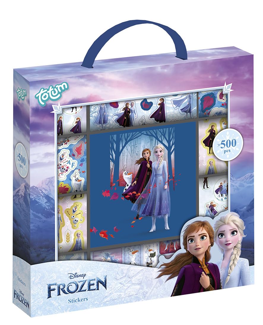 Large Frozen II Sticker Box with Over 1100 Stickers on 12 Rolls with Anna & Elsa Motifs - Ideal for Scrapbooking and Crafts