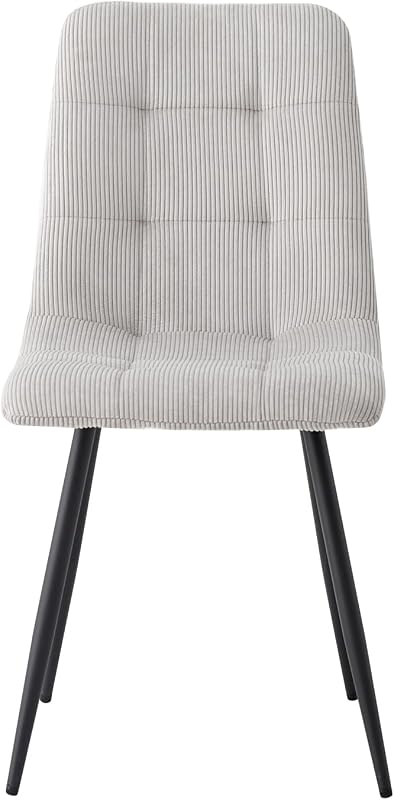 Set di 4 Sedie da Pranzo con Seduta Imbottita in Velluto a Coste, Sedie da Cucina Moderne con Gambe in Metallo, Grigio — foto 2 di 7