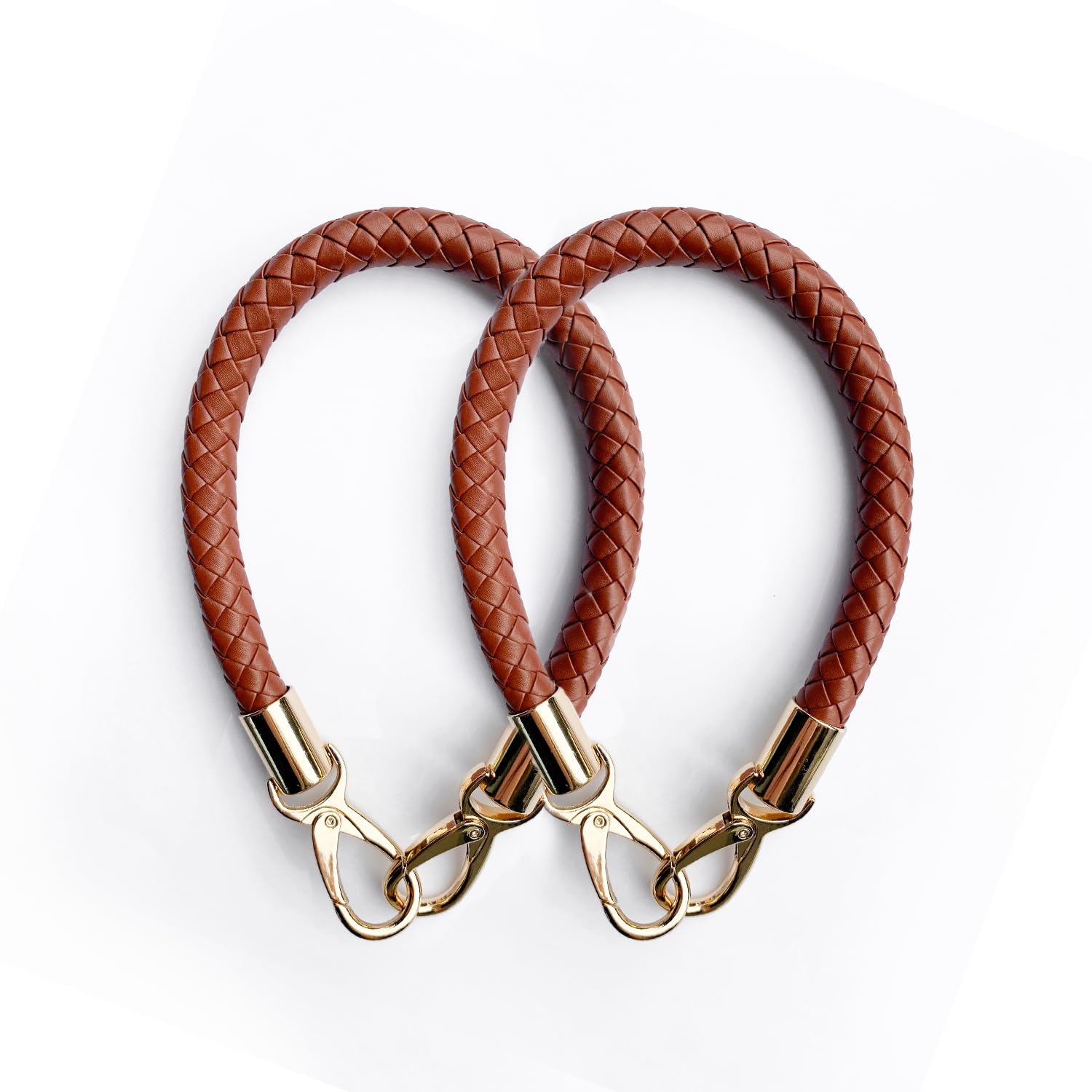 Zzcy 2 Pcs 40cm Handbag Strap Replacement Handle Leather Bag Handles Brown Handbags Replacement Handle DIY Bag Accessories Bag Strap with Small Keychain(Brown)