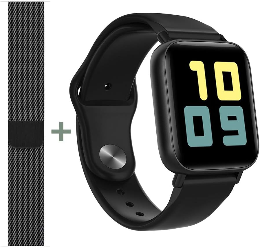 AMATAGE Smart Watch for Android Phones iPhone for Men Women, Fitness Tracker Watch with Heart Rate and Sleep Monitor, Waterproof Activity Tracker(Black/Extra Band)