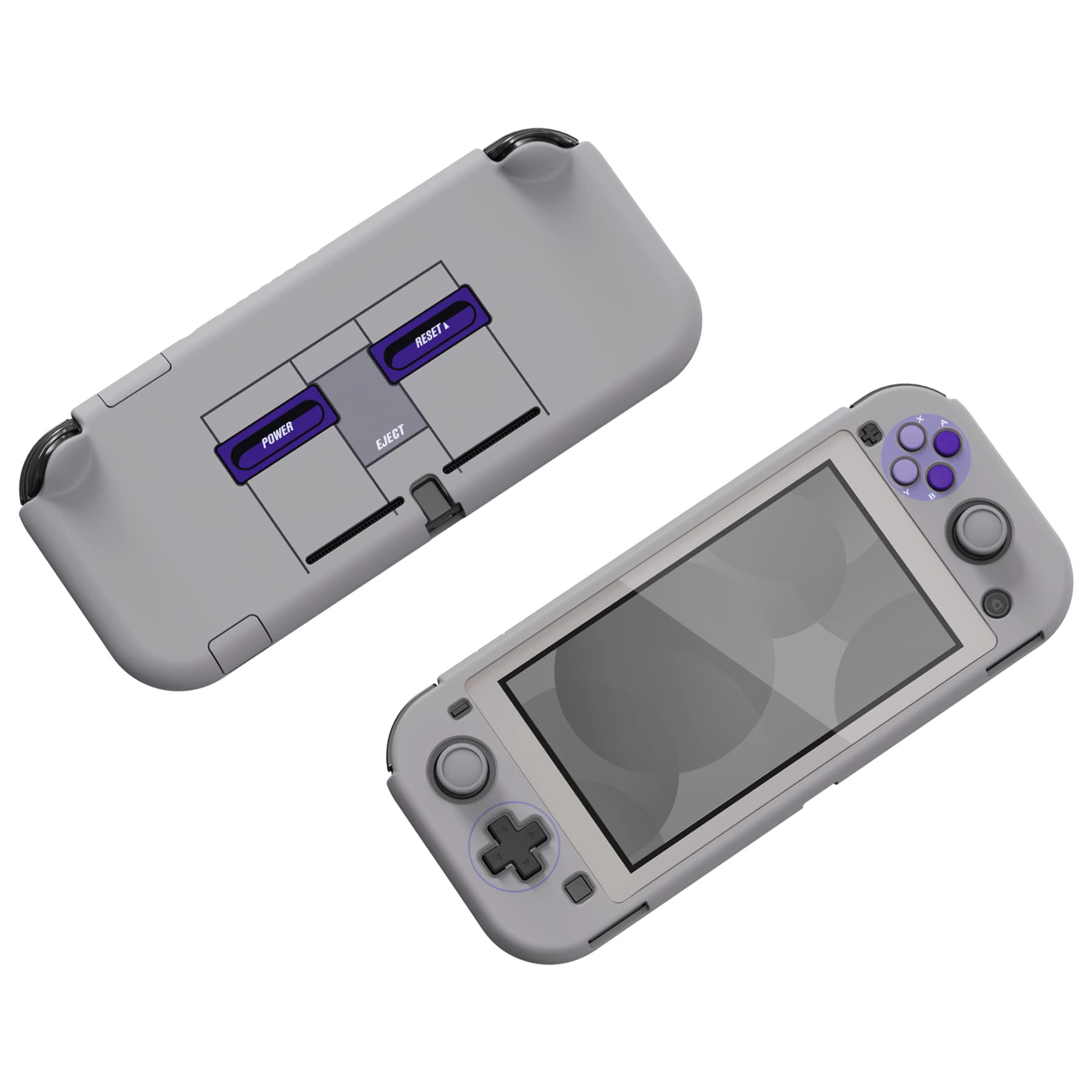 eXtremeRate PlayVital Classics SNES Style Protective Grip Case for Nintendo Switch Lite, Hard Cover for Nintendo Switch Lite - Screen Protector & Thumb Grips & Buttons Caps Stickers Included