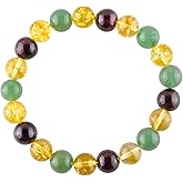 Wealth Bracelet - Triple Crystal Money Bracelet - Red Garnet - Citrine - Green Aventurine Handmade Bracelet Stretchable Round Beaded 10mm Unisex Jewelry Chakra Healing Crystals - Success - Bohemian