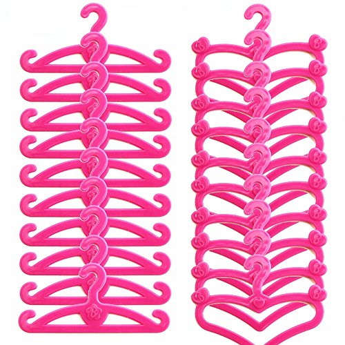E-TING 50 PCS Pink Plastic Little Hangers for Girl Doll Dress Clothes Gown Doll Clothes Accessories