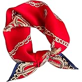 PLIPON 100% Mulberry Silk Neck Scarf - 21"x21" Small Printed Square Neckerchief Scarves for Women