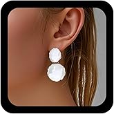 Ximdble Vintage Pink Acrylic Oval Stud Earrings Boho Irregular Round Drop Earrings Resin Circle Dangle Earrings Pink Statement Earrings Jewelry for Women