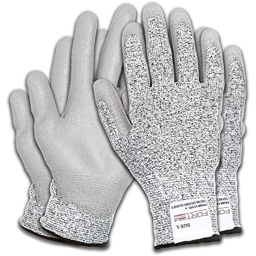 Fortem Cut Resistant Work Gloves, 4 Gloves, Level 5 Protection, Food