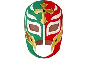 Escobar REY MISTERIO Multicolor Red/Green Lucha Libre Wrestling Mask Costume Wear, Adult (One Size)