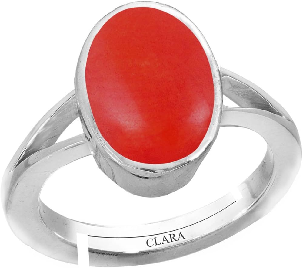 Clara Coral Moonga 7.5cts or 8.25ratti Stone 92.5 Sterling Silver Adjustable Ring for Men
