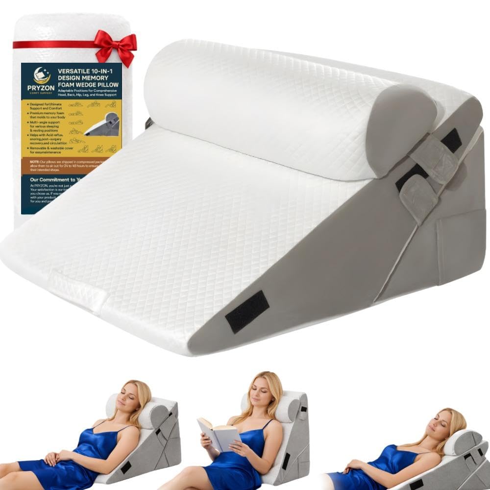 Photo 1 of 10-in-1 Adjustable Design 3PCS Wedge Pillow for Sleep Apnea, Wedge Pillow for Acid Reflux Relief, Orthopedic Headboard Bed Wedge Pillow for Sleeping, Neck & Back Support for Snoring and Reading