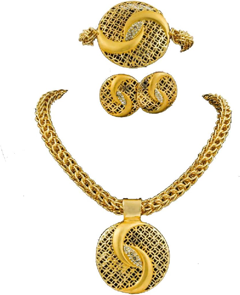 Dubai African Women Wedding Gold Wire Charm Necklace Bracelet Earrings Ring Nigerian Bridal Jewelry Sets