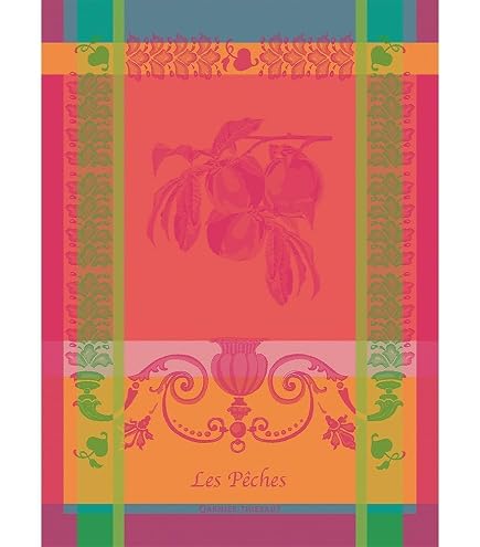Garnier Thiebaut French Kitchen Towel – Mille Vegetaux Arc En Ciel Design, 22x30 Inches, 100% Cotton Jacquard