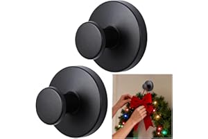 Juome Suction Cup Hooks for Door Wreaths - No Damage Wreath Hangers for Front Door/Glass Window/Over The Door, Door Wreath Hanger for Christmas/Thanksgiving/Halloween/Welcome Sign (2 Pack, Black)