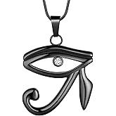 Hipunk Eye of Horus Necklace - Stainless Steel Egyptian Protection Necklace Egyptian Jewelry for Women Men Ancient Wedjat Eye of Ra Horus Symbol Amulet Protective Coptic Jewelry SP0192
