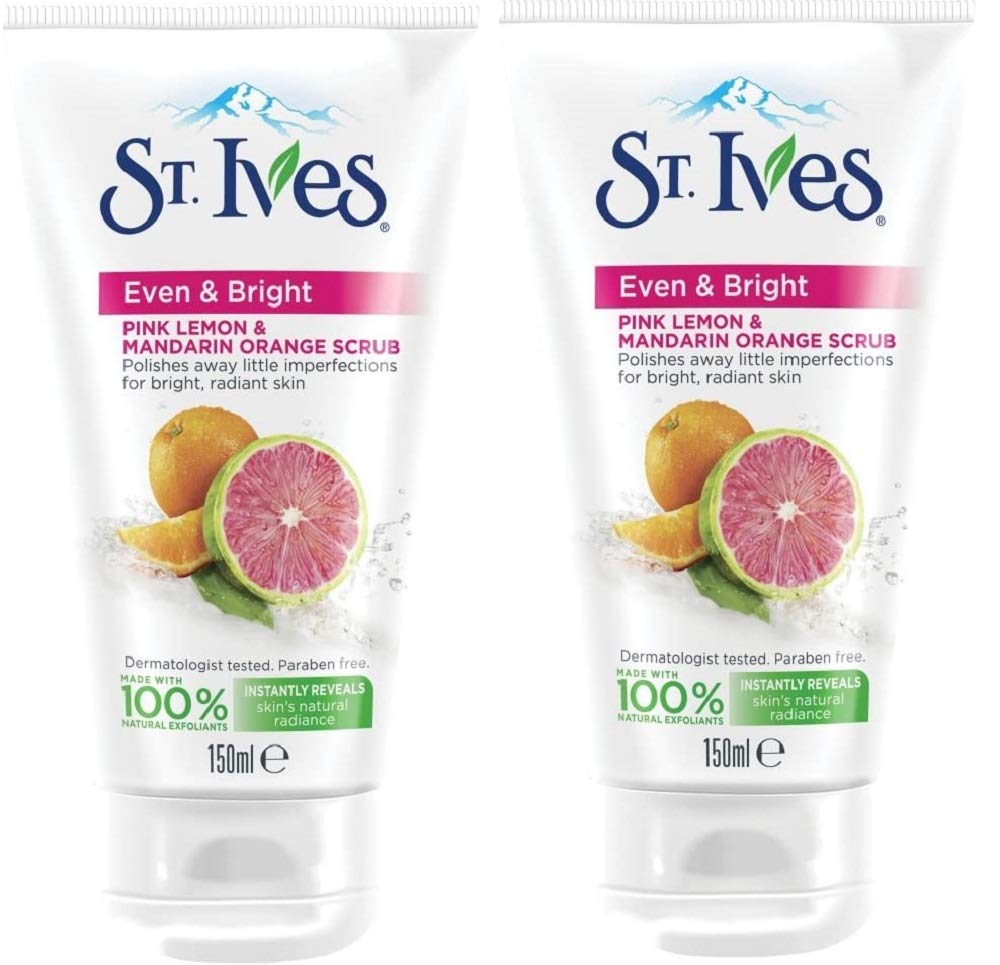St. Ives Even & Bright Pink Lemon & Orange Scrub, 150ml 2 Pack