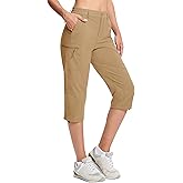 MAGCOMSEN Women's Hiking Capris Pants Cargo Lightweight Stretch Water Resistant Joggers with 5 Pockets for Outdoor