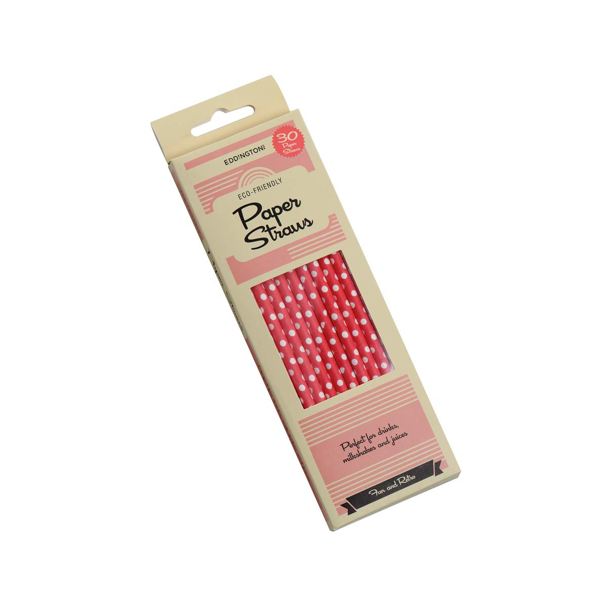 Paper Straws Red & White Polka Dot 30 Pack