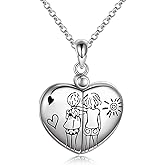 AOBOCO Sisters Jewelry Gifts Heart Silver Locket Necklace That Hold Picture