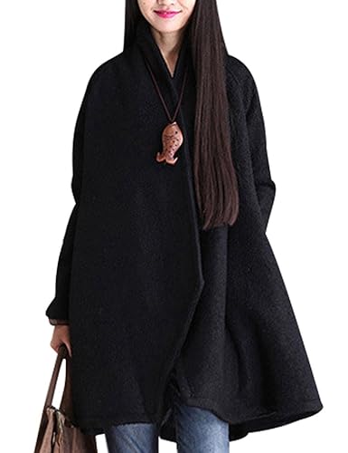 Youlee Damen Winter Big Hem Irregulär Wollmantel