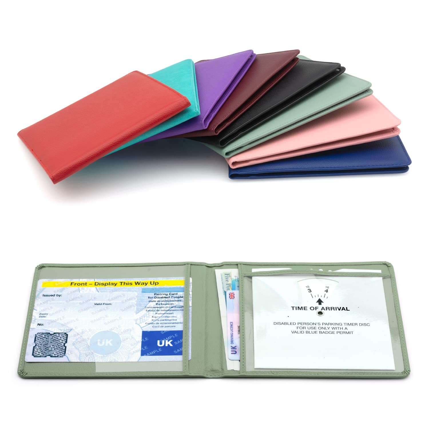 CKB LTD Disabled Badge Holder Wallet for Car Blue Badge Soft PU Leather Protector Disability Parking Permit Protective Cover (Sage Green)