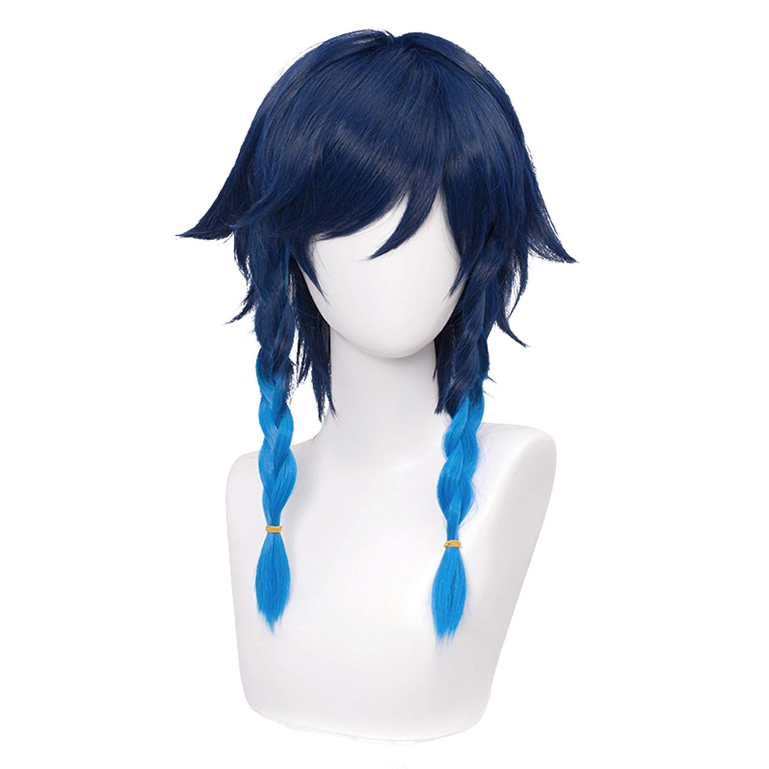 Amazon Com Sl Navy Blue Wig For Venti Genshin Impact 2 Tone Anime Cosplay Hair Wigs With Braids Ponytails Bangs Cap Dark Blue Beauty