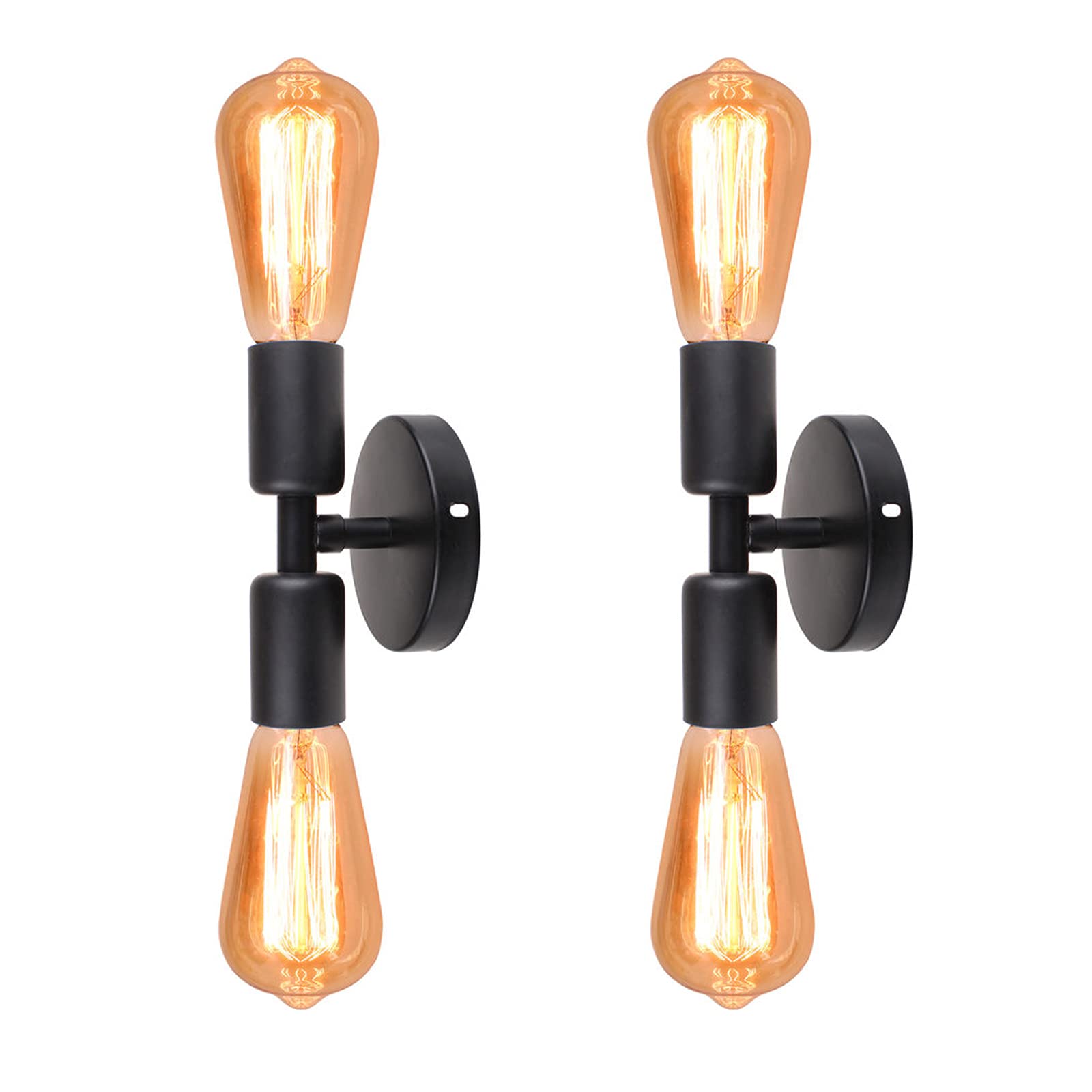 2 Pack Industrial Wall Light，Vintage Black Wall Sconce Adjustable Antique Wall Lighting E27， Wall Lamp for Home Decor Headboard Bathroom Bedroom Farmhouse Porch Garage