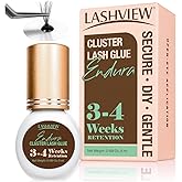 LASHVIEW Lash Cluster Glue Strong Hold, 3-4 Weeks Long-Lasting Waterproof | Low Irritation, 2-3 Sec Drying Time Eyelash Extension Glue For Professional Use(5ml)